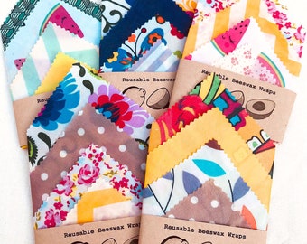 Set of 4, 100% natural Beeswax Food Wraps , zero waste, eco