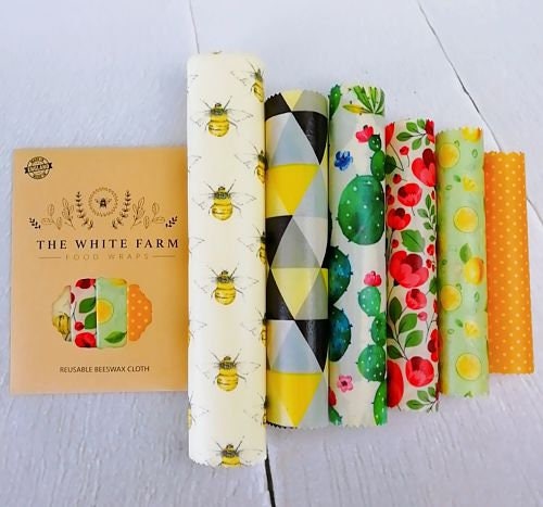 XXL Set OF 6 Sheets 100% Natural Beeswax Food Wraps, mixed sizes and …