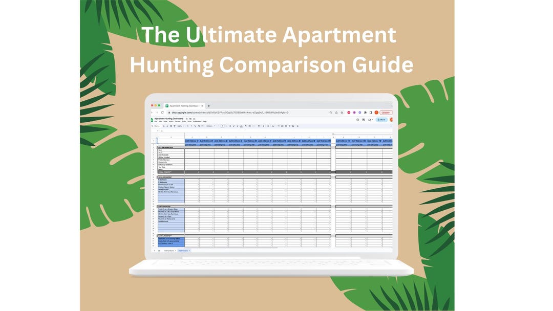 The Ultimate Apartment Hunting Comparison Spreadsheet Organizer