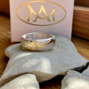 Kintsugi-ring, 900 guld, 925 silverring, storlek 55 bild 9