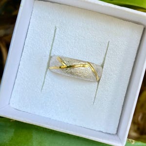 Kintsugi-ring, 900 guld, 925 silverring, storlek 55 bild 3