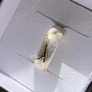 Kintsugi-ring, 900 guld, 925 silverring, storlek 55 bild 8