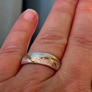 Kintsugi-ring, 900 guld, 925 silverring, storlek 55 bild 10