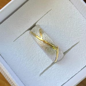 Kintsugi-ring, 900 guld, 925 silverring, storlek 55 bild 1