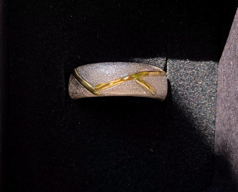 Kintsugi-ring, 900 guld, 925 silverring, storlek 55 bild 6