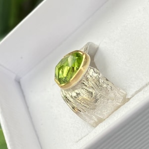 Olivine ring - asparagus ring - wrap ring - olivine - gold setting - silver ring - spring, bright green, spring ring, perfect gift, unique