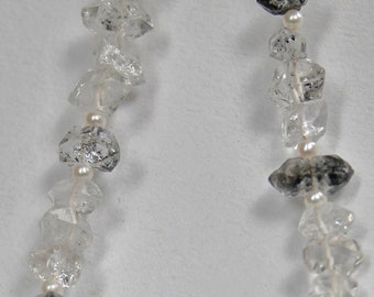 Herkimer Diamant - Kette - Bergkristall -Süßwasserperlen