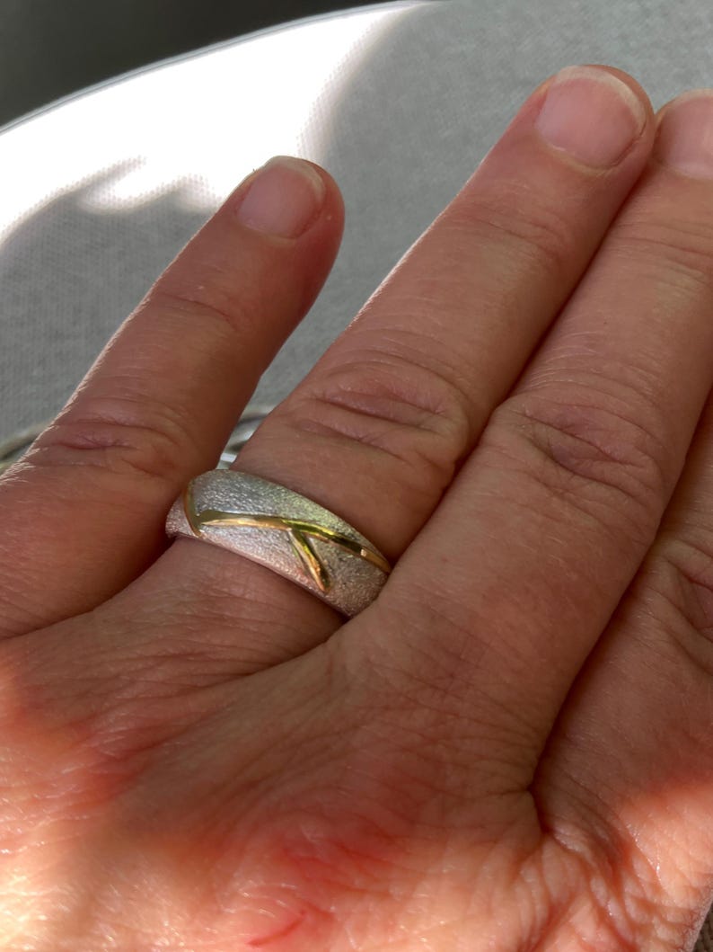 Kintsugi-ring, 900 guld, 925 silverring, storlek 55 bild 4