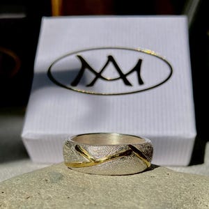 Kintsugi-ring, 900 guld, 925 silverring, storlek 55 bild 5