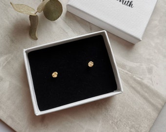 Gold Luna Studs Small Size | Gold Plated Silver Stud Earrings | Small Studs | Silver Ear Studs | Round Studs | Circular | Round