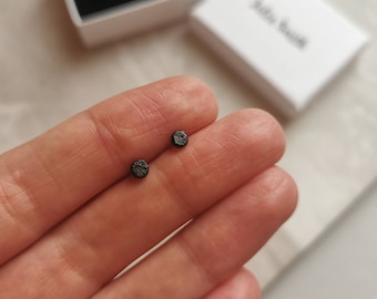 Oxidised Luna Studs Small Size | Black Stud Earrings | Medium Studs | Dark Ear Studs | Round Studs | Circular | Round