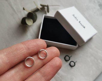 Chunky New Moon Stud Earrings | Small Studs | Silver Studs | Oxidised Studs | Circle Stud | Circular | Round