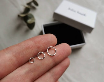 New Moon Silver Stud Earrings | Small Studs | Silver Ear Studs | Circle Stud | Circular | Round