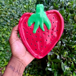 STRAWBERRY Jewelry Dish/ Ashtray, Trinket Dish, Decorative Trays, Decorative Plate, Ring Dish, Ashtray, Maximalist Decor