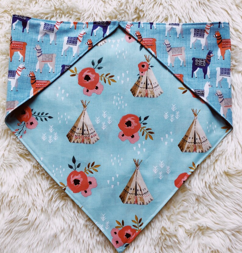 Reversible Dog Bandana Dogchella Dog Collar Boho Personalized Dog Bandana Dog Clothes Dog Lover Gift Bandana Llama Dog Mom Dogs Teepee