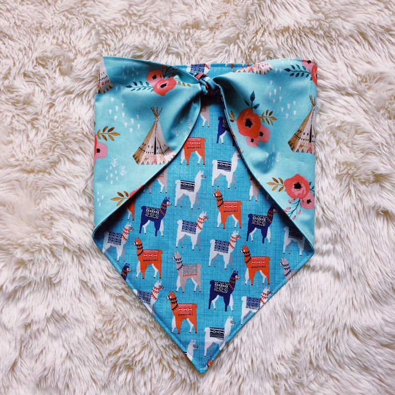Reversible Dog Bandana Dogchella Dog Collar Boho Personalized Dog Bandana Dog Clothes Dog Lover Gift Bandana Llama Dog Mom Dogs Teepee