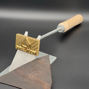 Aangepaste messingsstempel voor leer met handvat, lederen stempel, houtstempel, houtgestookt, gepersonaliseerde stempel, logostempel,