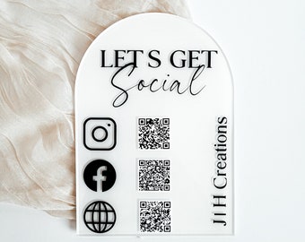 Personalized Social Media Sign | Custom QR Code Sign | Follow Us Sign | Acrylic Social Media Sign | Marketing Sign | Business sign | QR code