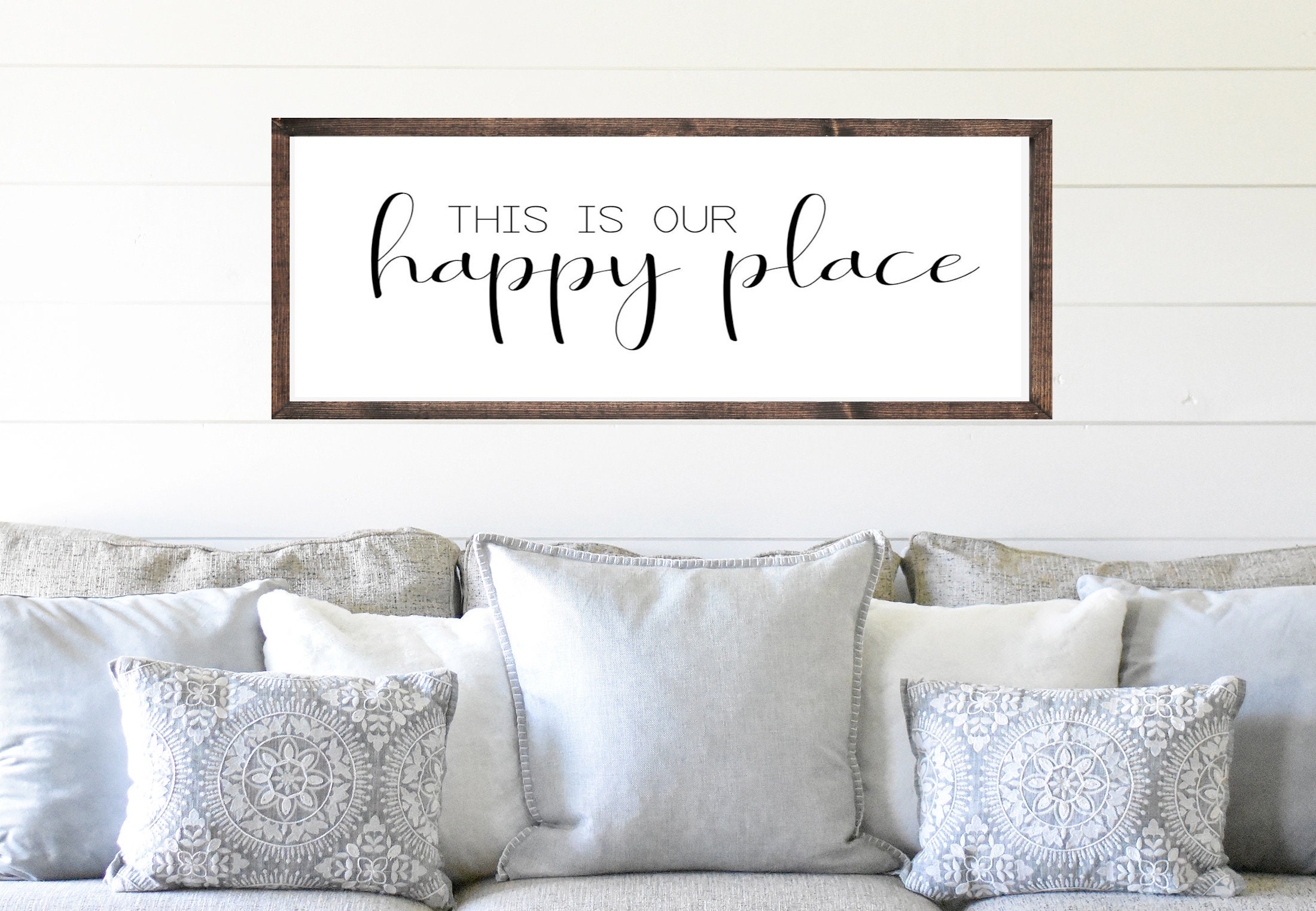 This is our happy place sign Wooden signs Farmhouse sign Etsy