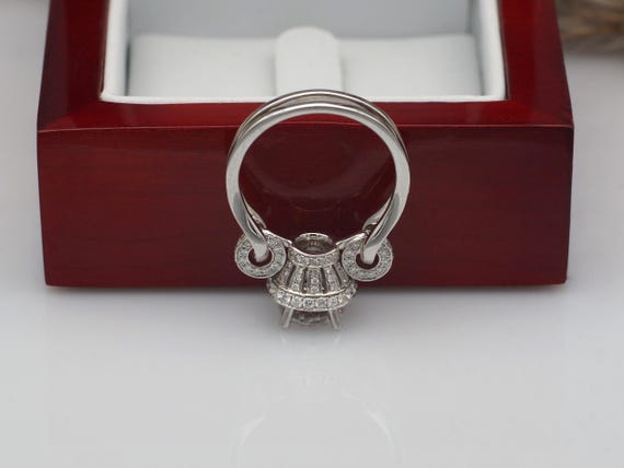 Vintage Semi Mount Ring, Split Shank Ring, 18k Wh… - image 6