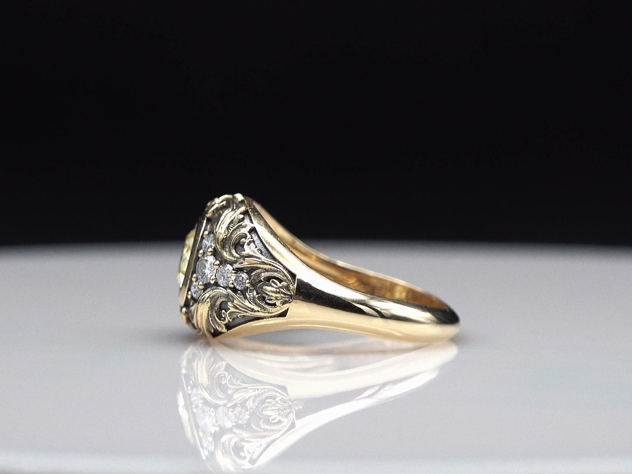 Scrollwork Ring Victorian Style Ring, Carved Scrollwork Ring, 18k Yellow Gold Ring ...