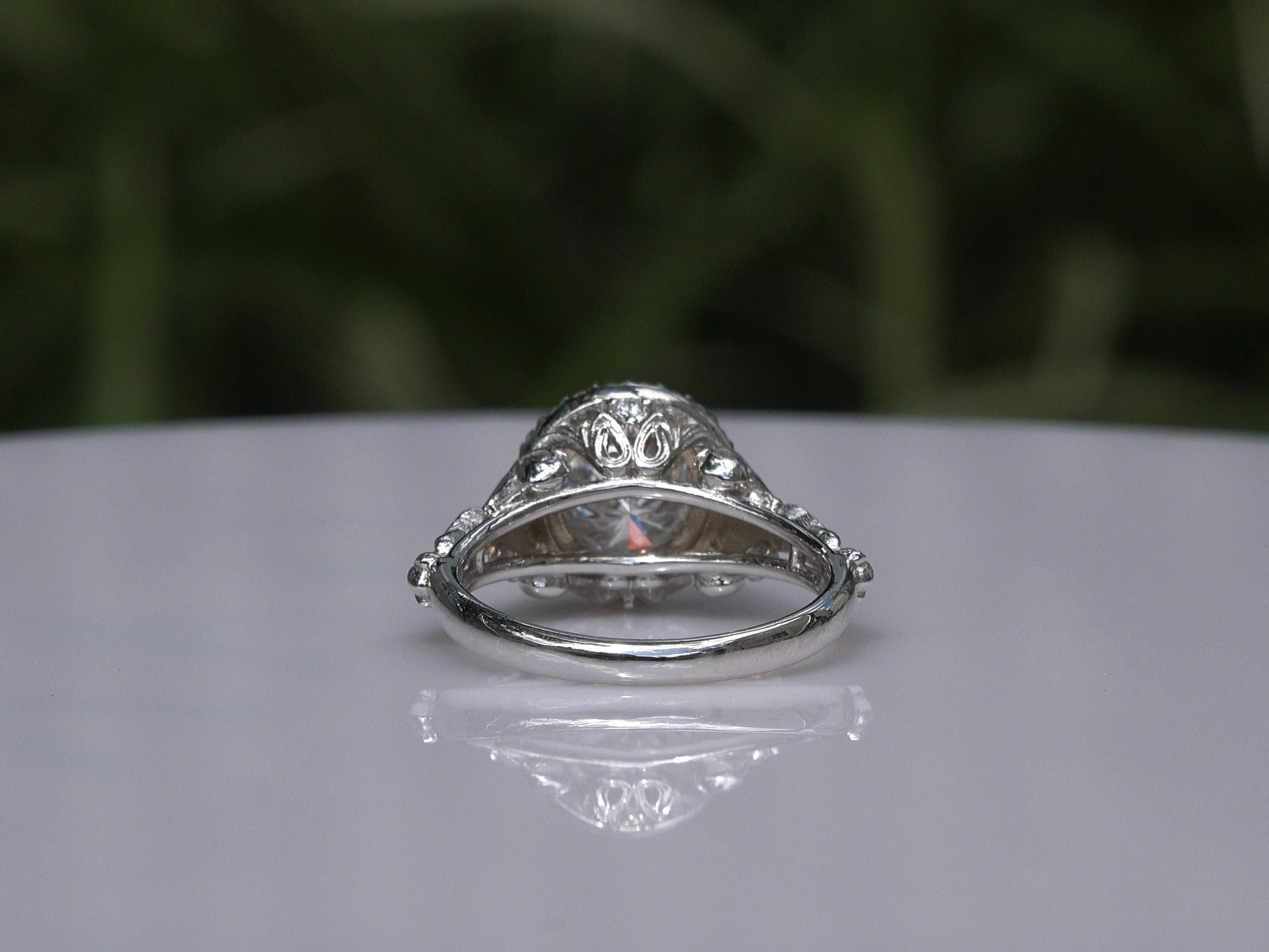 Scrollwork Ring Victorian Style Ring, Carved Scrollwork Ring, 18k White Gold Ring ...