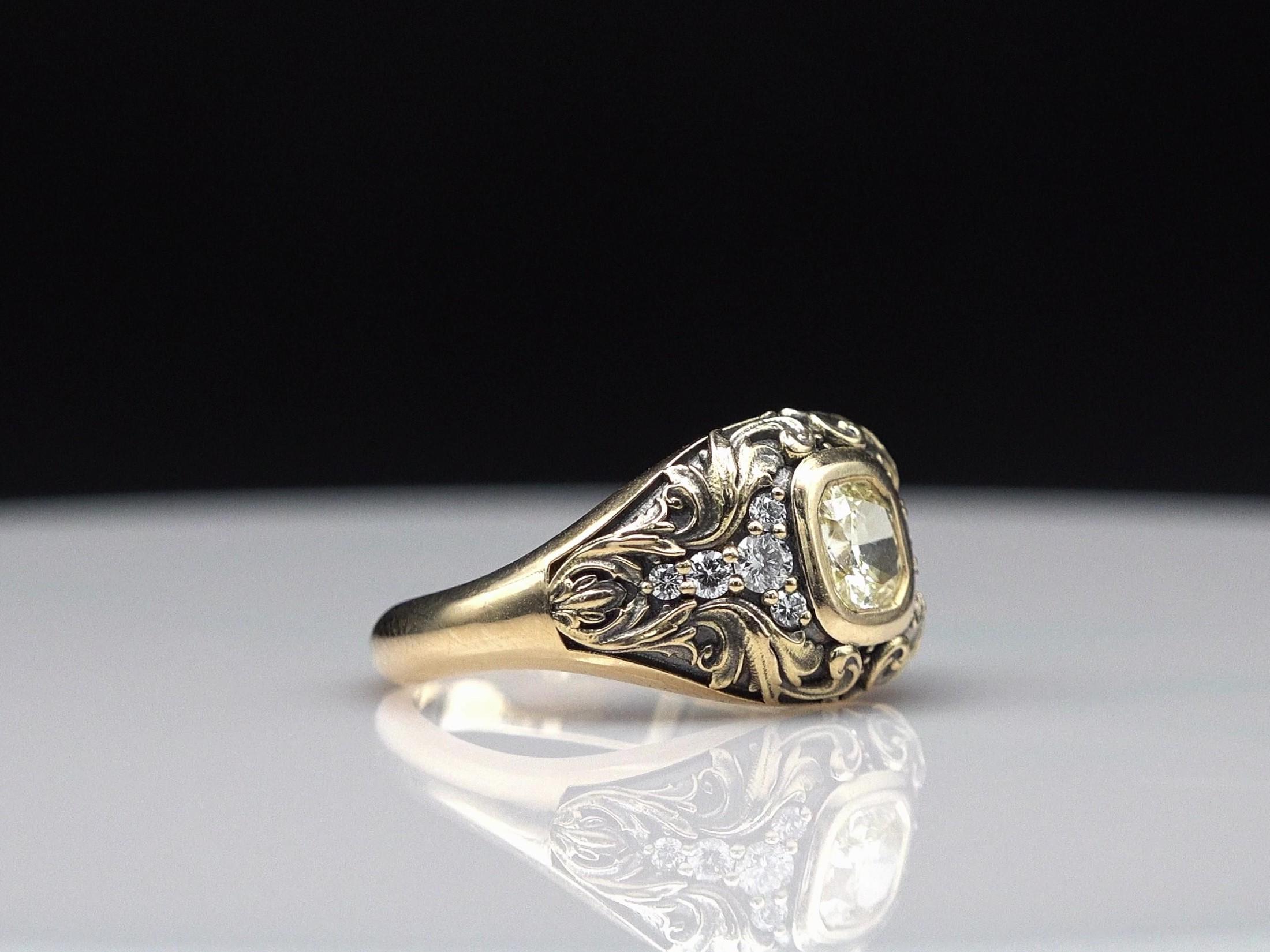 Scrollwork Ring Victorian Style Ring, Carved Scrollwork Ring, 18k Yellow Gold Ring ...