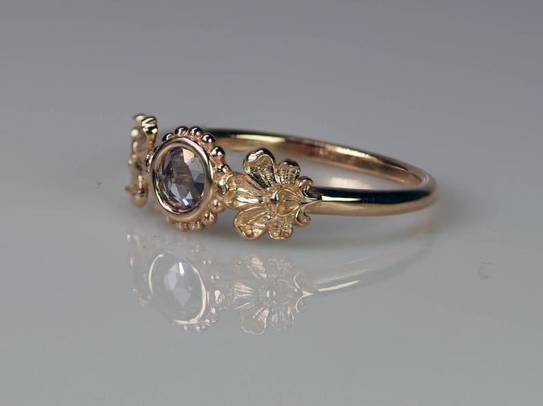 14k Rose Gold Victorian Style Ring Set With Natural Rose Cut - Etsy