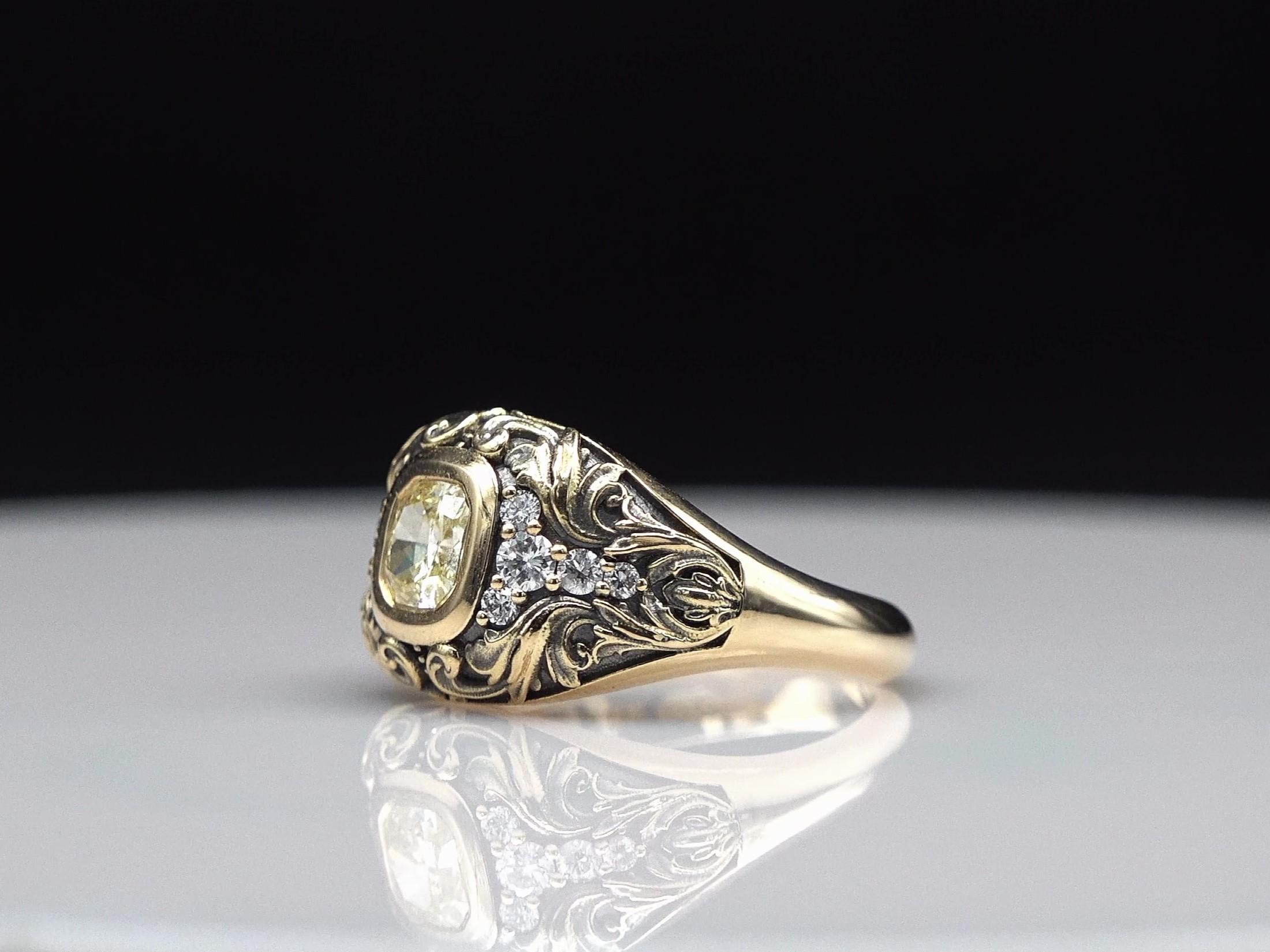 Scrollwork Ring Victorian Style Ring, Carved Scrollwork Ring, 18k Yellow Gold Ring ...