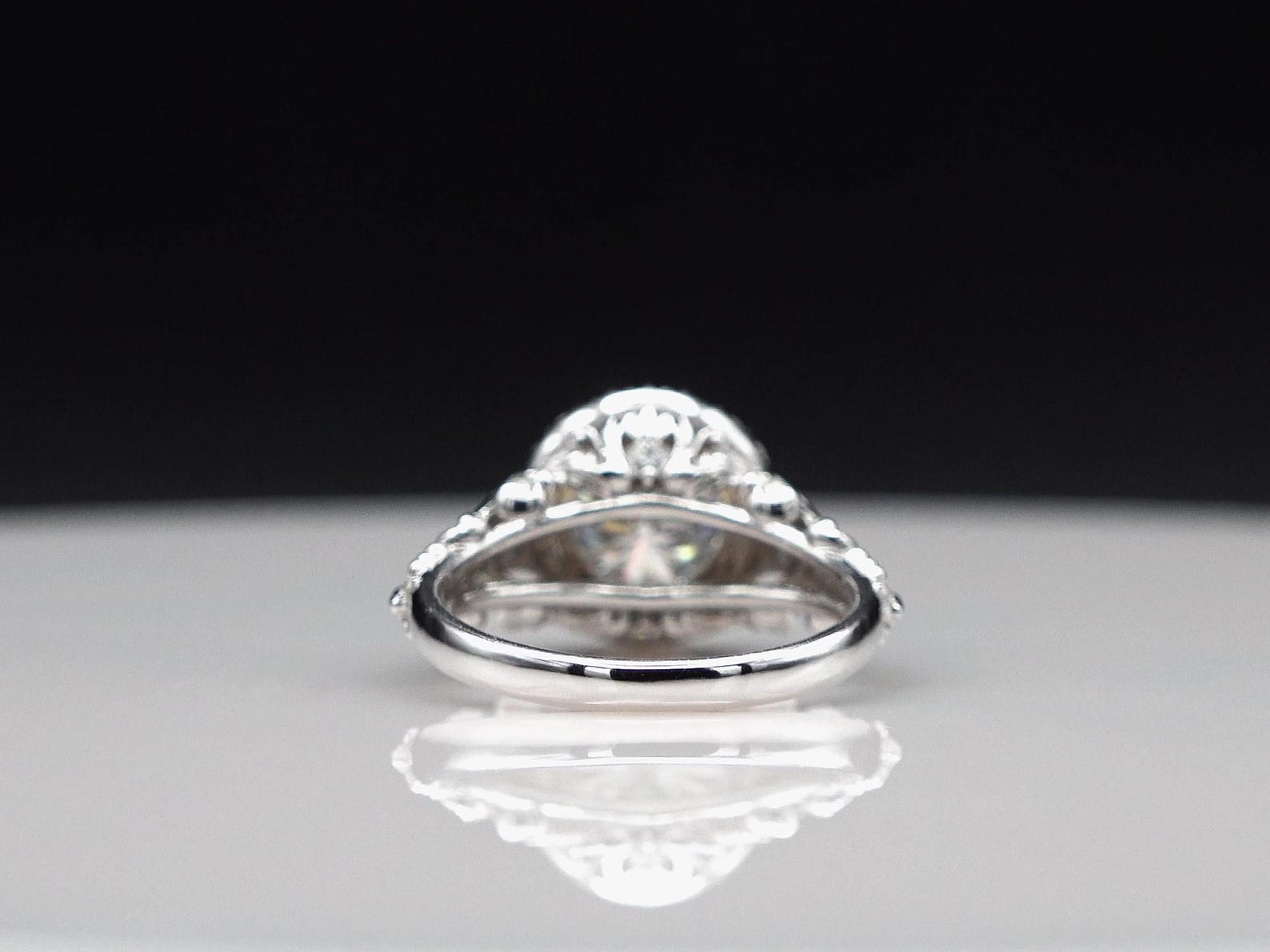 Scrollwork Ring Victorian Style Ring, Carved Scrollwork Ring, 18k White Gold Ring ...