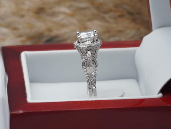 Vintage Semi Mount Ring, Split Shank Ring, 18k Wh… - image 2