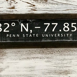 Penn State University | (PSU) | Lengte- en breedtegraadteken | Cadeau voor hem/haar | Seniorencadeau | Slaapzaaldecoratie |  |Zwart-wit | Afstuderen