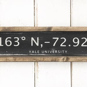 YALE UNIVERSITY rustic handcrafted wood coordinate black/white sign, wedding, graduation, vacation, memorial,  custom wall decor gift