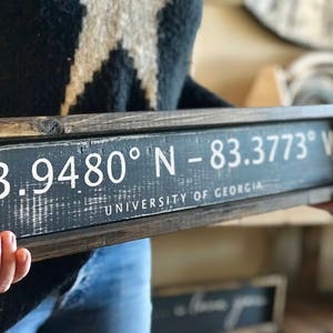 University of Georgia | (UGA) | Longitude and Latitude Sign | Rustic Home Decor | Gift for Him/Her| Graduation