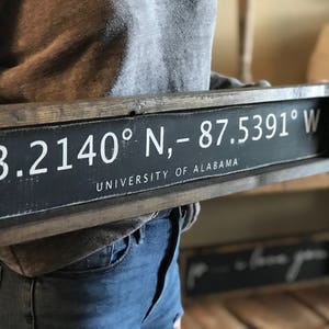 UNIVERSITY OF ALABAMA wood coordinate black/white sign, wedding, graduation, retirement, vacation, special occasion gift