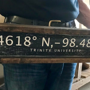 Trinity University | (TU) | Longitude and Latitude Sign | Gift for Him /Her  |  |  | Retirement Gift| Graduation
