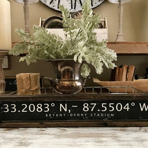 BRYANT-DENNY STADIUM rustic handcrafted wood coordinate black/white sign, wedding, graduation,  memorial, special occasion, custom wall gift