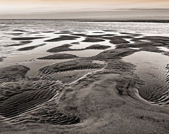 Photograph of the seascape on Tybee Island, Georgia. Savannah, Tybee Island, B&W seascape, wall art, ocean, beach, original art, abstract.