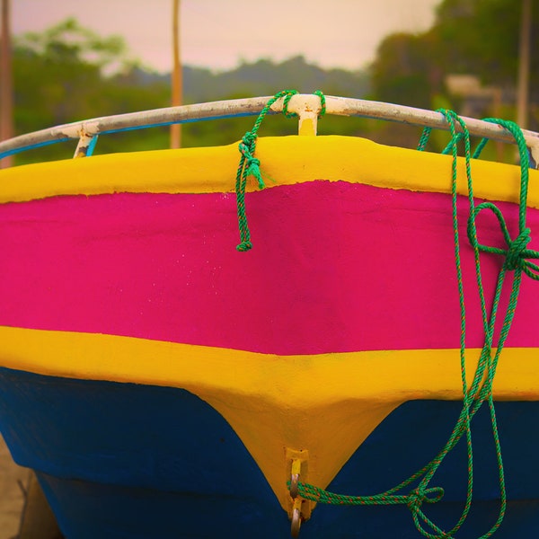 Boat, fishing boat, Ecuador, Puerto Lopez, color photograph, fishing village, abstract, ocean, photography, fine art print, wall art.