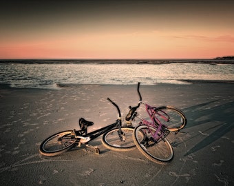 Tybee Island, seascape, ocean, Savannah, Georgia, landscape, beach, bicycle, fine art photograph, wall art, photography, original art.