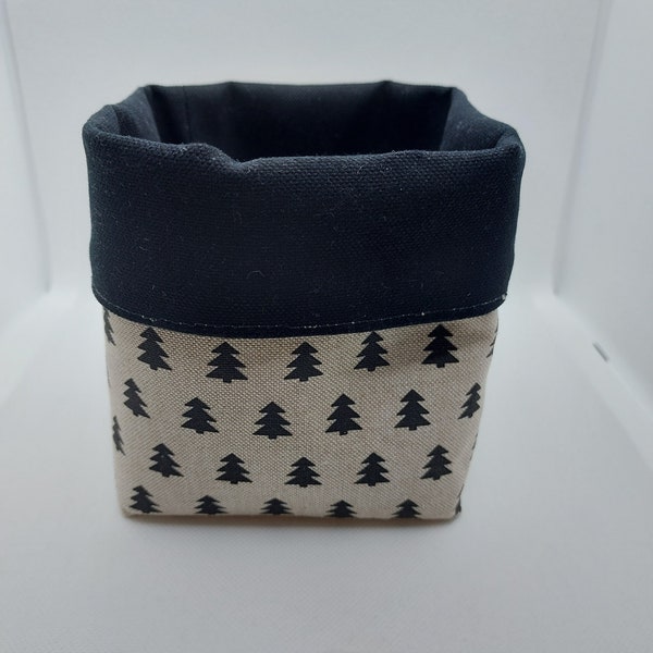 Panier de noël en tissu - motif sapins noirs