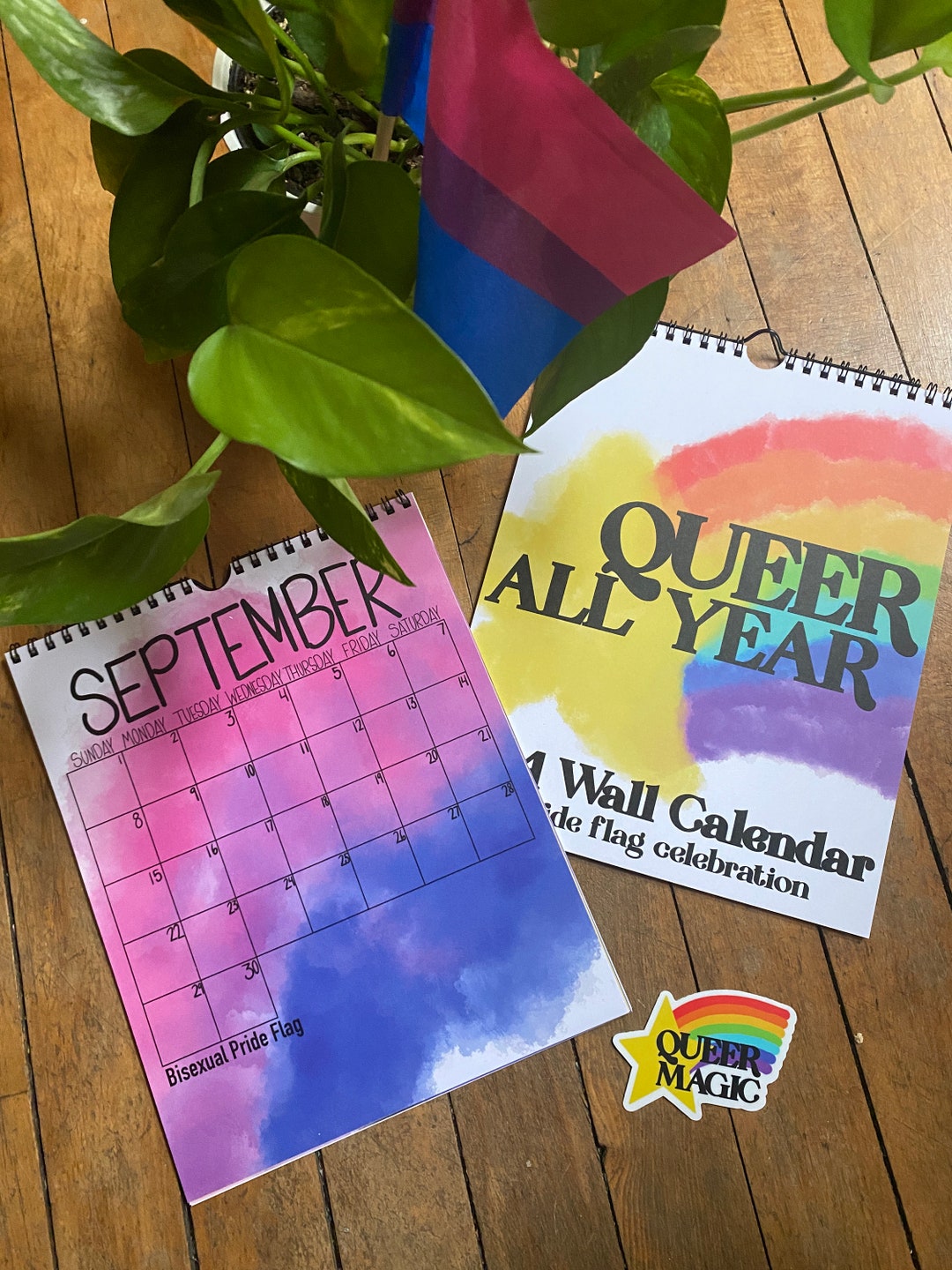 Queer All Year, 2024 12 Month Wall Calendar, Celebrating Pride Flag