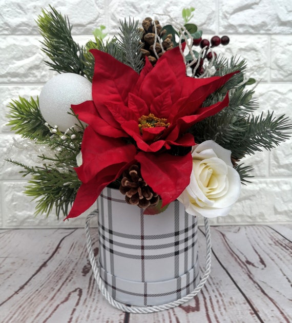 Stella Di Natale Kanzashi.Burberry Christmas Box With Flowers Holiday Decoration Winter Etsy