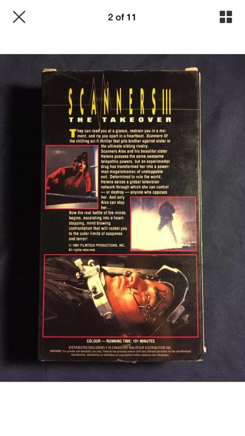 Vintage Scanners 3 The Takeover VHS Movie 1991 1st release Sci Etsy