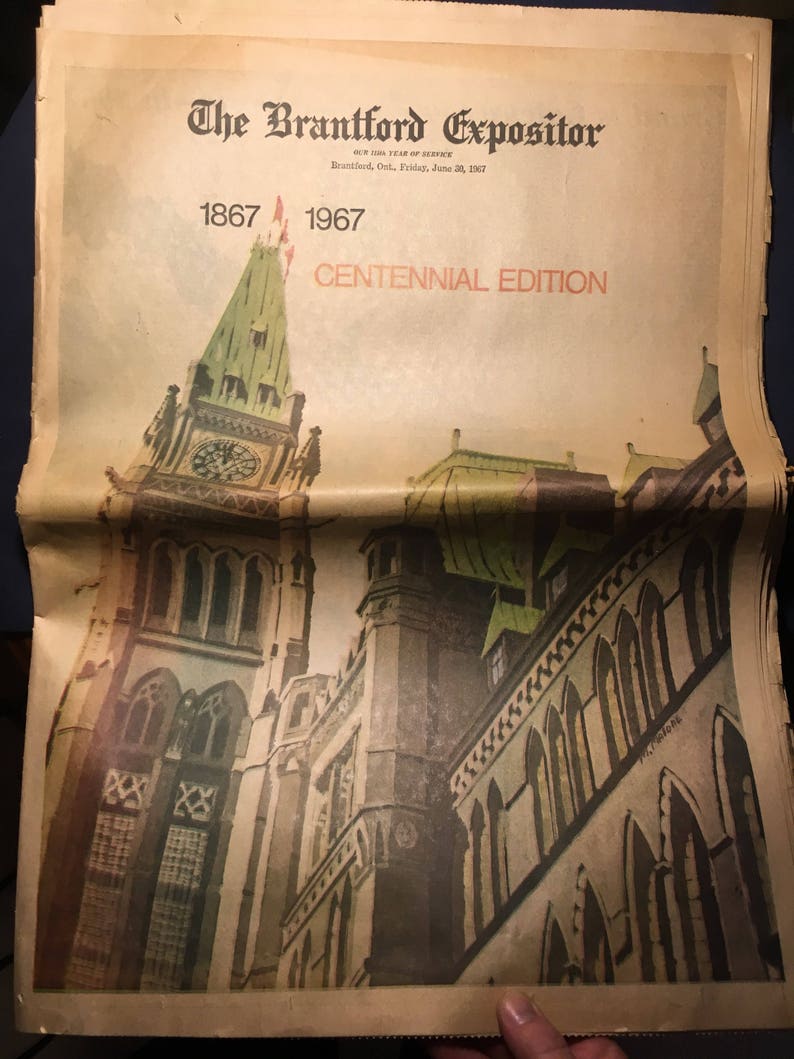 Vintage The Brantford Expositor Newspaper 1967 Centennial Etsy