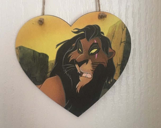 Disney lion king handmade wooden hanging heart plaque sign 10cm