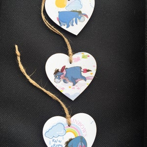Handmade christmas tree decorations Winnie the Pooh wooden Hanging heart plaques