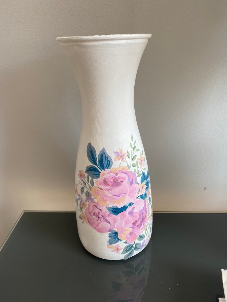 Handmade Decoupaged Floral Vase Centre Piece Decoration Etsy