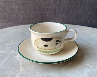 English pottery cloverleaf traditional earthenware pig Cup and saucer