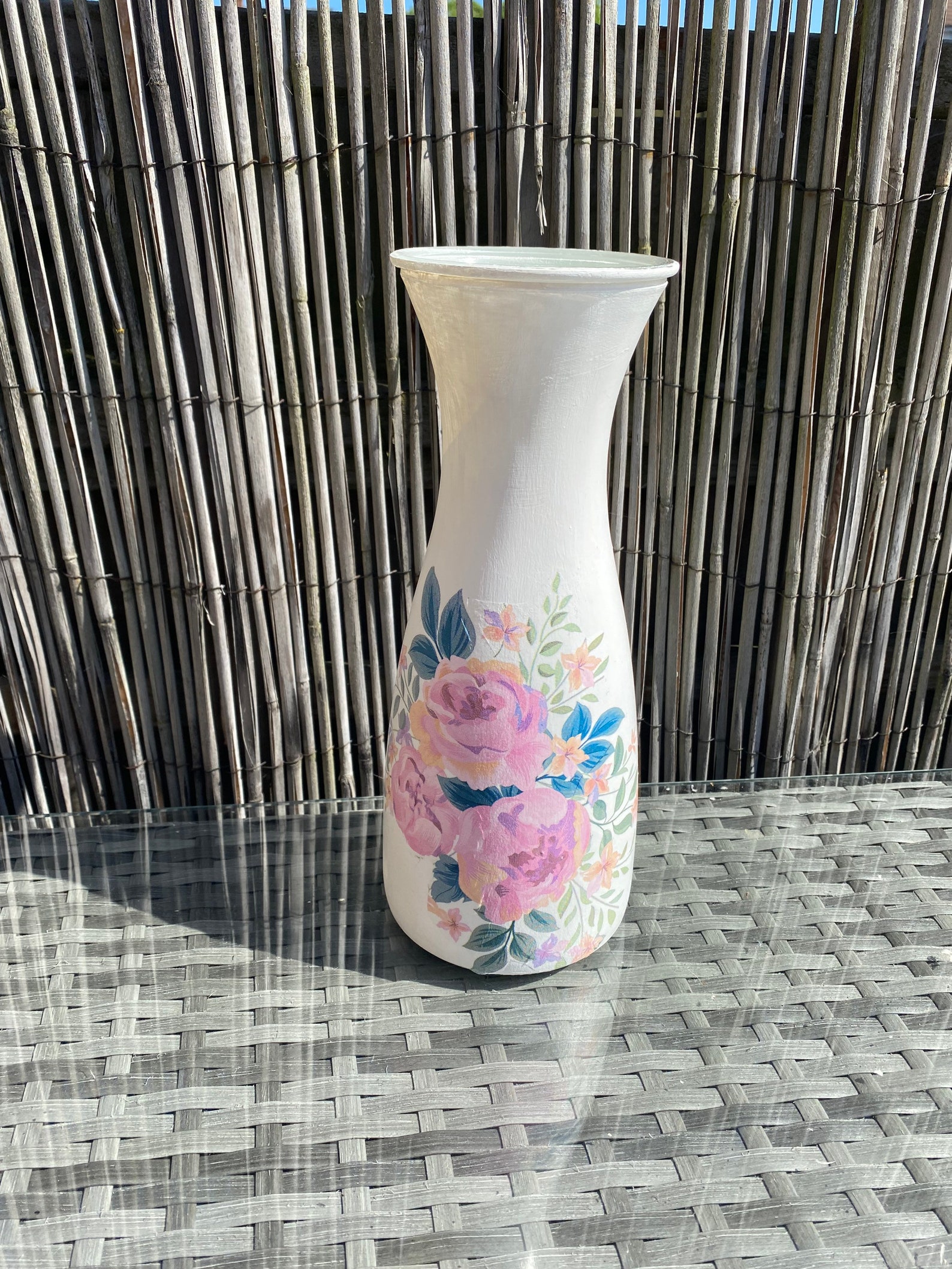 Handmade Decoupaged Floral Vase Centre Piece Decoration Etsy